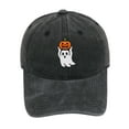 thumbnail image 4 of Halloween Embroidered Baseball Cap, Distressed Dad Hat with Owl and Pumpkin Design, Adjustable Unisex Cap for Outdoor Activities, Halloween Parties and Festive Autumn Events, 4 of 4