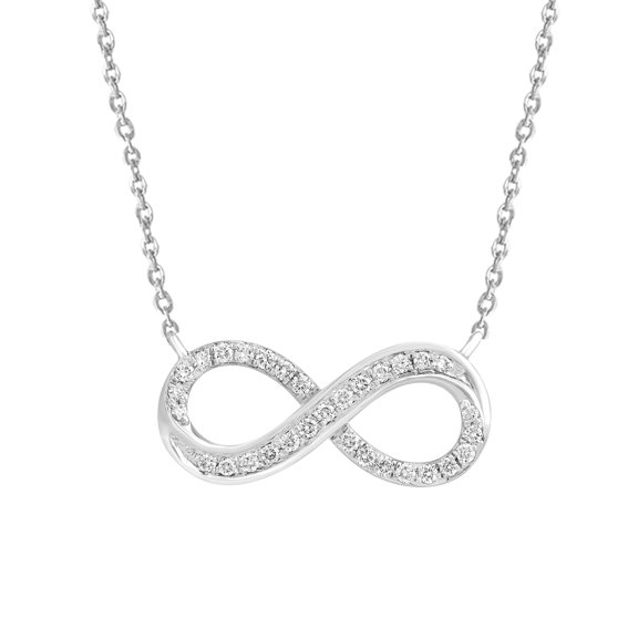 DewberryDiamonds 1/4 Cttw Round Cut IGI Certified Lab Grown Diamond Infinity Pendant Necklace | 18" Chain for Women 14kt White Gold Plated 925 Sterling Silver (Clarity: VS, Color: EF)