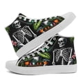 thumbnail image 3 of Coolcustomize Gothic Punk High-Top Sneakers for Men Size 11 1/2, Skeleton & Botanical Art Design Print, Black Street-Style Canvas Shoes, Fashion Trendy Footwear, Wide Fit Casual Shoes for Daily Wear, 3 of 5