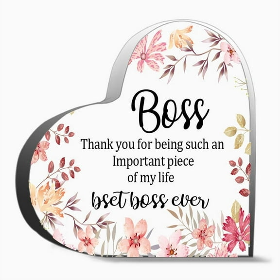 Boss Bset Boss Ever Thank You Gifts For Women Appreciation Gifts For Teacher Friends Coworkers Doctor Nurse Heart-Shaped Acrylic Gift 3.9 X 3.9 In
