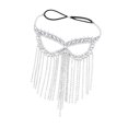 thumbnail image 3 of Máscara decorativa con borlas de diamantes de imitación para mujer, ideal para fiestas de disfraces y festivales de música. plata, 3 of 8