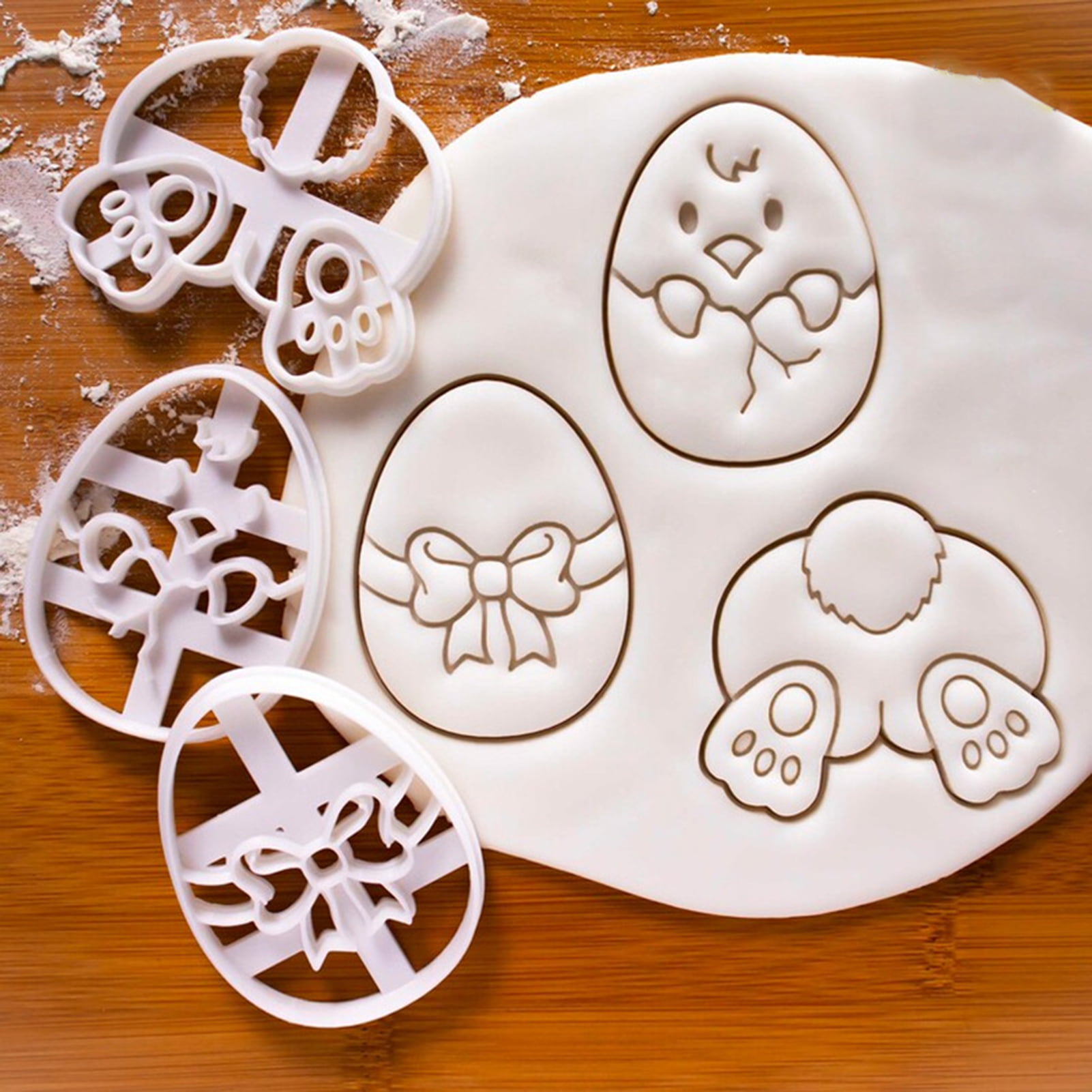 8pcs/set Easter Egg Shape Cookie Stencils Cake Cupcake Decorating Plastic Mould