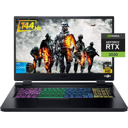acer Newest Nitro 5 Flagship Gaming Laptop: 17.3" FHD 144Hz IPS Display, Intel Gaming H 12-Core i5-12500H, 32GB RAM, 1TB SSD, 4GB RTX 3050, WiFi-6, Backlit-KYB, DTSX Audio, CoolTech, Win11, TF