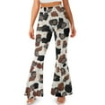 thumbnail image 2 of Xoenoiee Women's Flared Leggings High Waisted Flared Pants Yoga Leggings with Slit Flared Hem Fashionable Bell Bottom Leggings for Yoga, Workout, Work, XS, Cow Print Brown Black Daisy, 2 of 6