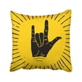 thumbnail image 1 of RYLABLUE Metal Rock Hand Sign Silhouette With Rays Label Tattoo Arm Authentic Band Beam Concert Cut Pillowcase Cover 16x16 inch, 1 of 1