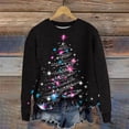 thumbnail image 4 of Cárdigan informal de cuello redondo para mujer, estampado navideño, manga larga, jersey de punto de poliéster para mujer, 4 of 7