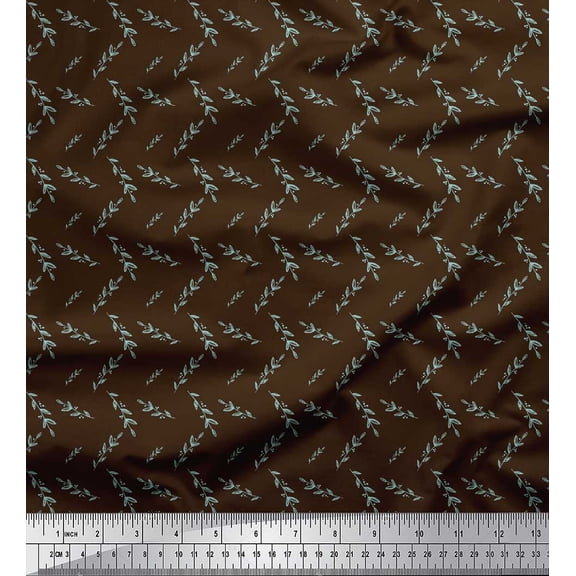 Soimoi Brown Cotton Duck Fabric Leaves Leaves Fabric Prints By Yard 42 Inch Wide
