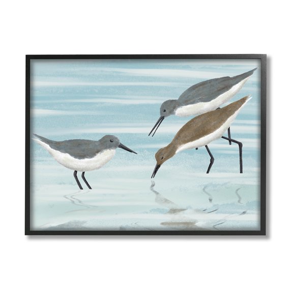 Stupell Industries Sandpipers Grazing Shallow Beach Water Graphic Art Black Framed Art Print Wall Art, Design by Marcus Prime