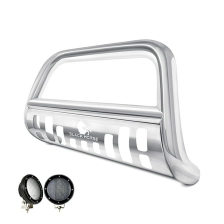 Black Horse Bull Bar Incl. pair of 5.3"Dia.LED Lights,Stainless Steel Compatible with 19-24 Ram 1500 (Excl. Rebel & TRX Trim, 19-24 Ram 1500 Classic and 20-22 Ram 1500 Diesel Models)