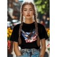 thumbnail image 5 of Women's T-Shirt Retro Bald Eagle US Flag Patriotic Short Sleeve Casual Tee Classic Crew Neck T Shirt for Women Black, 3XL, 5 of 7