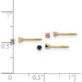 thumbnail image 3 of 14K Yellow Gold Elegant, Unique Polished 2Mm White/Pink/Blue Cz Screwback Post Set Of 3 Pair Earrings, 3 of 3