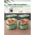 thumbnail image 3 of Lonchera eléctrica portátil para hombres, calentador de alimentos de 1.5 litros para adultos con 2 contenedores de acero inoxidable, caja de almuerzo autocalentable de 80 W para coche y camión., 3 of 5