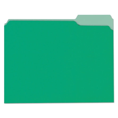 Universal UNV10502 1/3-Cut Tabs Deluxe Colored Top Tab File Folders - Letter Size, Green/Light Green (100/Box)
