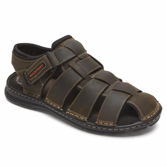 Rockport Men DARWYN FISHERMEN BROWN II/LEATHER SANDAL