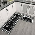 thumbnail image 2 of Black Kitchen Rugs and Mats Sets of 2,Black White Buffalo Plaid Kitchen Decoration Non-Slip Absorbent Kitchen Mats for Sink Waterproof Runner Rug for Laundry Room, 2 of 6