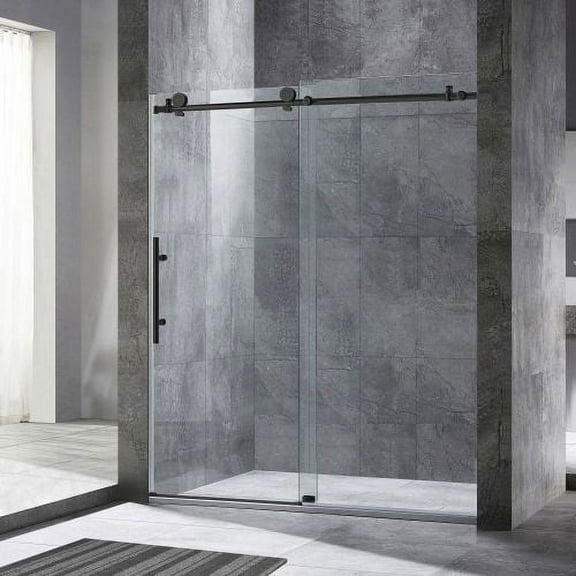 WOODBRIDGE 60 x 76 Single Sliding Frameless Shower Door MSDC6076-MBL