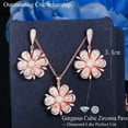 thumbnail image 4 of Elegant 585 Rose Gold CZ Flower Drop Earrings Necklace Jewelry Set for Womens, 4 of 9