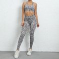 thumbnail image 5 of Traje de Yoga para mujer, traje deportivo ajustado con estampado de leopardo rosa de dos piezas, traje deportivo de cintura alta, tops y pantalones, 5 of 5
