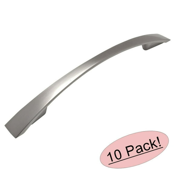 Cosmas 3200-128SN Satin Nickel Modern Cabinet Hardware Arch Handle Pull - 5" Inch (128mm) Hole Centers - 10 Pack