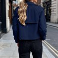 thumbnail image 6 of IUYRTFE Women's Cropped Double Breasted Trench Jacket with Pockets Long Sleeve Lapel Collar Casual Short Coat, 6 of 6