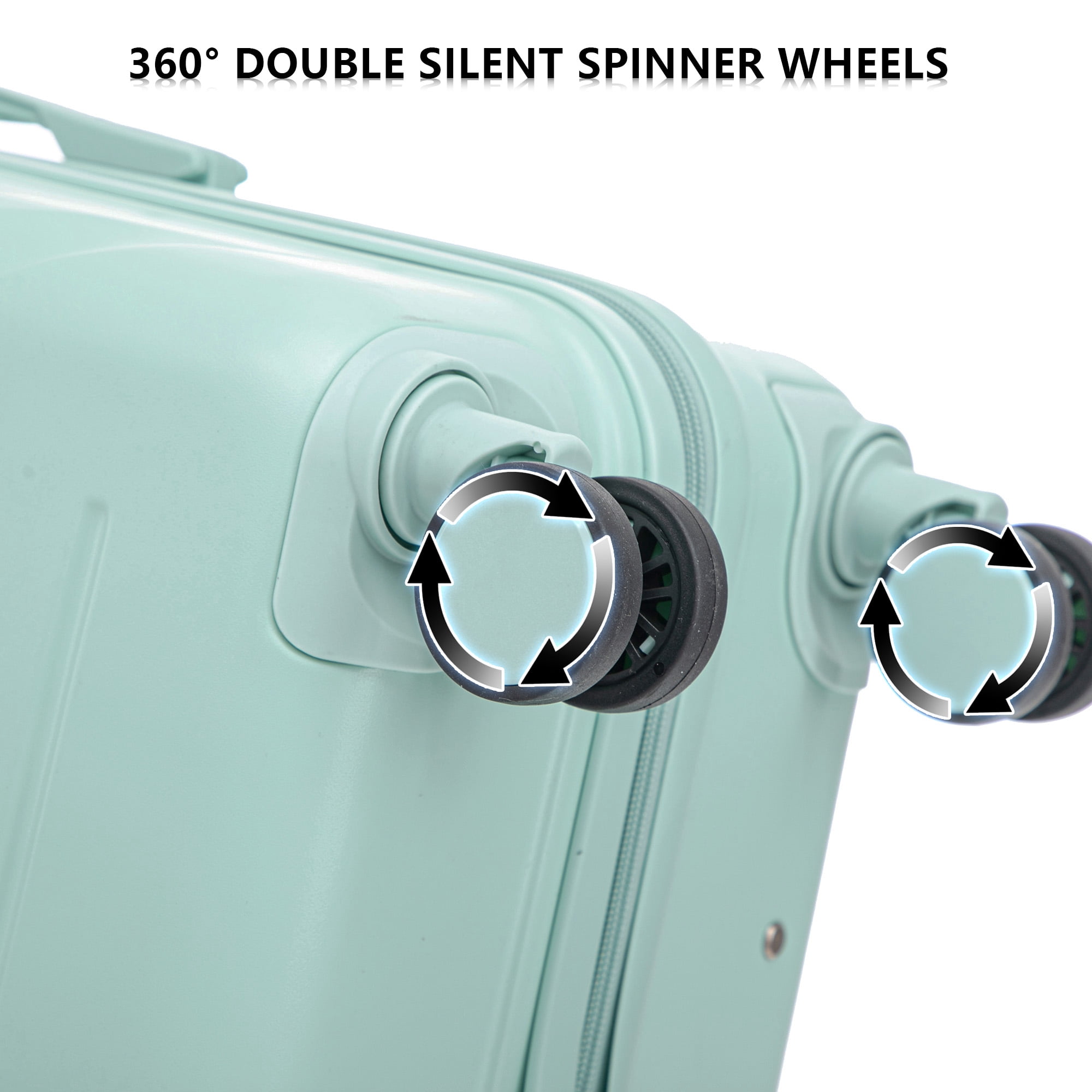Alvantor 3Pcs Luggage Set, ABS Hardside Spinner Suitcase with Combination Lock, 20/24/28 Inch, Mint Green