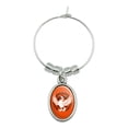 thumbnail image 1 of Swan on Fancy Floral Circle Wine Glass Oval Charm Drink Marker, 1 of 3