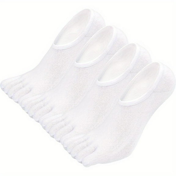 4 Pairs Cotton Toe Socks No Show Low Cut Five Finger Socks Athletic Running Socks for Men
