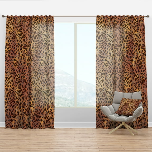 Designart 'Leopard Fur Pattern' Mid-Century Modern Curtain Panel