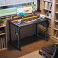 thumbnail image 7 of Romorgniz 40 Inch Computer Desk with LED Lights for Small Spaces, Home Office Desk with Storage Bag, Headphone Hook, Black, 7 of 7