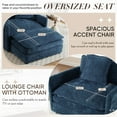 thumbnail image 3 of Muumblus Oversized Lounge Chair with Ottoman, Plush Cloud Accent Armchair for Living Room, Bedroom, Blue Chenille, 3 of 12