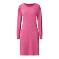 thumbnail image 4 of Women Knit Dress Puff Long Sleeve Dress For Fall Winter Round Neck Casual Tunic Dress Aline Summer Dresses for Women Mature Womens Dresses Long Summer Dresses for Women Beach Dress for Women Womens, 4 of 5