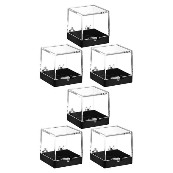 Hemobllo 6Pcs Transparent Plastic Rock Storage Box Clear Jewelry Display Organizer
