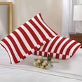 thumbnail image 2 of Lumbar Pillow Covers 20x12 Inch Set of 2, Red Striped Waterproof Outdoor Pillow Covers, Christmas Farmhouse Red White Stripes Decorative Cushion Pillowcases for Couch, Sofa, Bed, Garden, Patio, 2 of 9