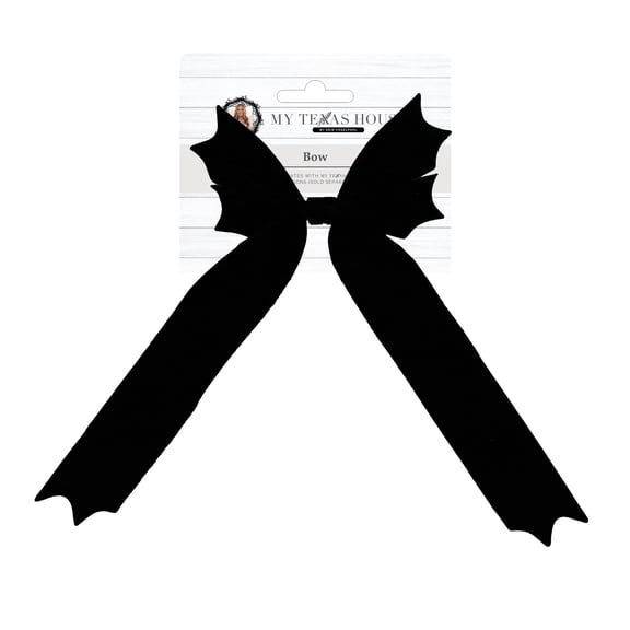 My Texas House Halloween Large Velvet Bat Bow, Black, 18"