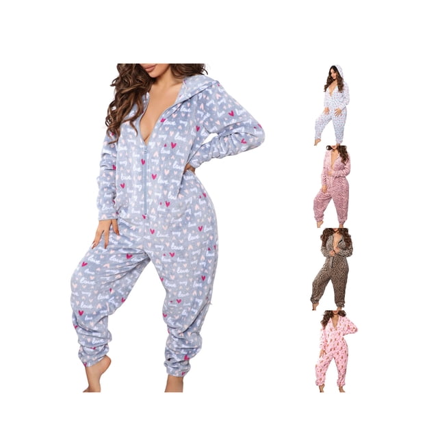 FOCUSNORM Combinaison à Capuche à Manches Longues et Fermeture Éclair Femme Sexy, Imprimé Floral