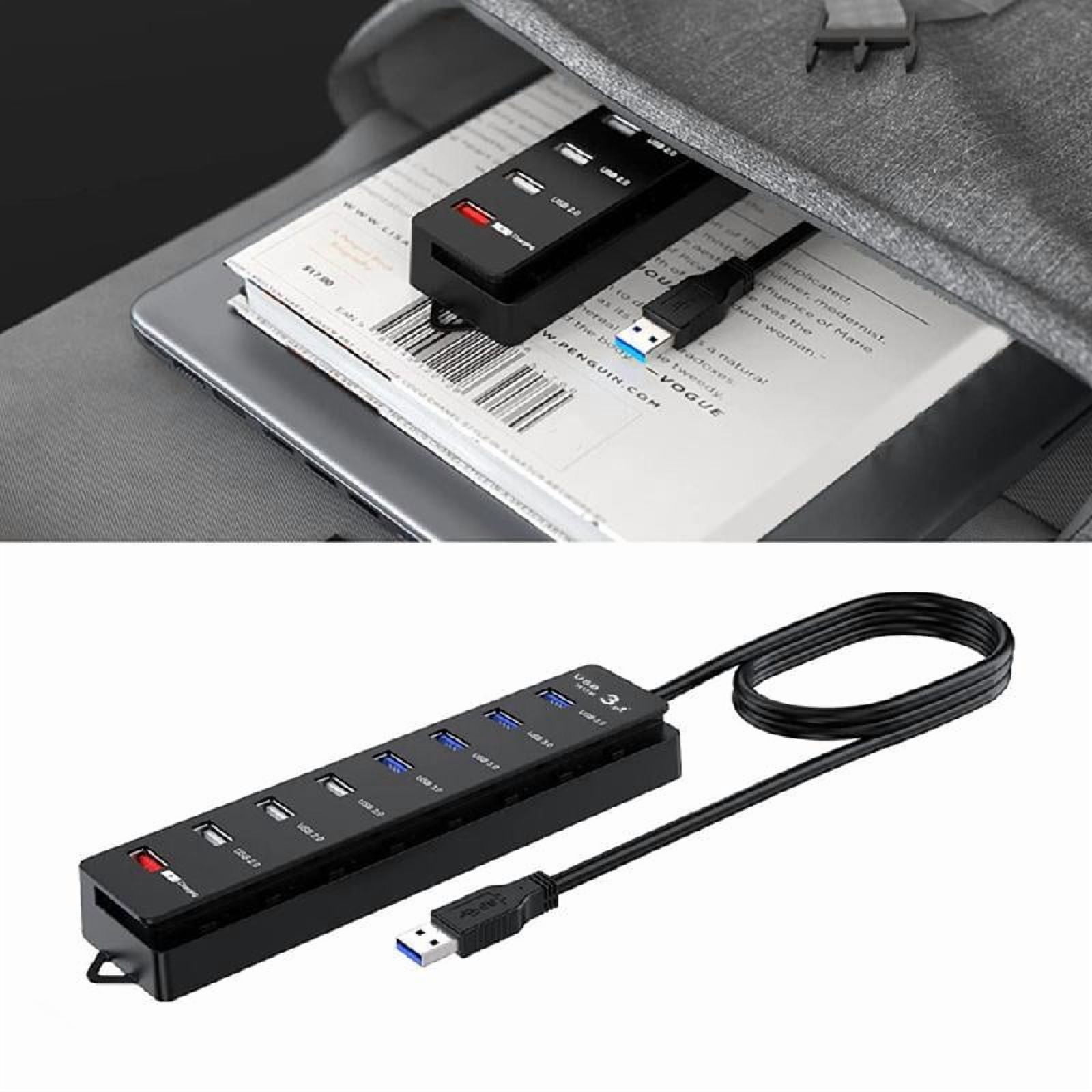 8 Port USB 3.0 2.0 Hub Multi USB Port Hub with Individual Switches Light