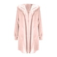 thumbnail image 5 of Pink Womens Tops Women's Casual Splice Coat Winter Warm Open Front with Pockets Hooded Cardigan Shirts for Women, 5 of 5