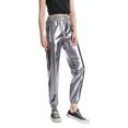 thumbnail image 3 of Musuos Women Shiny Metallic Jogger Pants, High Waist Stretchy Holographic Color Hip Hop Trousers, 3 of 5
