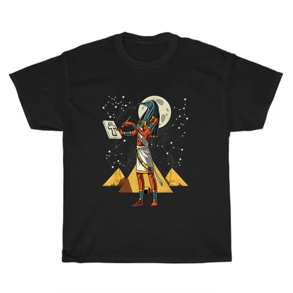 Ancient Egyptian God Thoth Pyramid Ankh Symbol Art Unisex T-Shirt S-5XL C02832