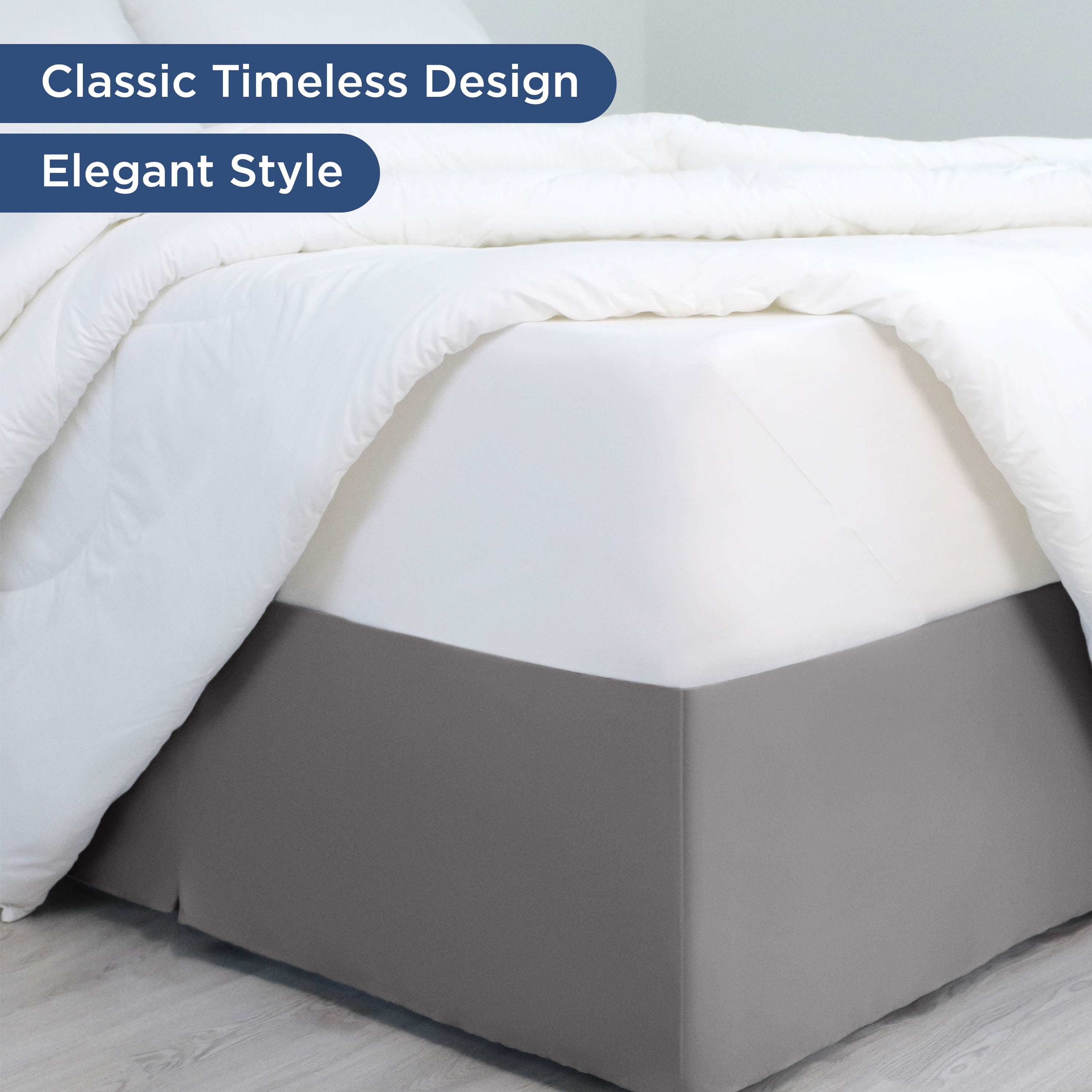 Martex Queen Bed Skirt | Inverted Pleat Microfiber | 15" Drop Easy Care | Gray