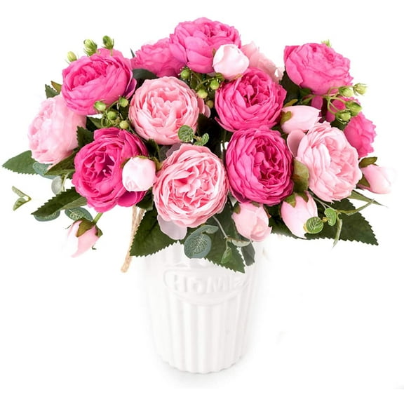 4 Packs Artificial Peony Silk Flowers Fake Glorious Flower Bouquets for Wedding Party Bridal Home Decoration