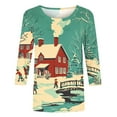 thumbnail image 4 of Yteetum Christmas Shirt for Women Oversize Crew Neck 3/4 Length Sleeve Cotton T Shirts Tops Womens Christmas Print Three Quarter Sleeve Loose Round Neck Pullover Tee Shirts Fall Winter Basic Shirts, 4 of 5