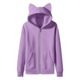 thumbnail image 6 of Favoffer Kids Girls Cat Ear Hoodie Fall Winter Drop Shoulder Zip-Up Long Sleeve Pocket Casual Jacket Lightweight Outerwear Travel Home Play Party 5-15Y, 6 of 7