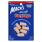 Mack's Ultra Soft Foam Earplugs, 3 Pair - 33dB Highest NRR, Comfortable Ear Plugs for Sleeping, Snoring, Travel, Concerts, Studying, Loud Noise, Work