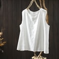 thumbnail image 5 of Linen Tops for Women Comfy Lounge Wear Summer Sleeveless Crewneck Shirt Casual Blouse Loose Fit Gauze Cami Shirts White L, 5 of 5