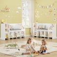 thumbnail image 2 of Homfa Kids Bookcase with Reading Nook, Toy Storage Organizer with Adjustable Bookshelf, 31.5'' H x 54.5'' W, White, 2 of 7