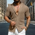 thumbnail image 2 of CHUOU Mens Summer Beach Shirt Stylish Shirts Short Sleeve Casual Button Down Beach Knit Shirts, 2 of 5