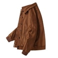 thumbnail image 6 of Xdegoge Mens Suede Leather Bomber Jacket Vintage Snap Button Up Motorcyle Coat Casual Fall Lightweight Everyday Outerwear, 6 of 6