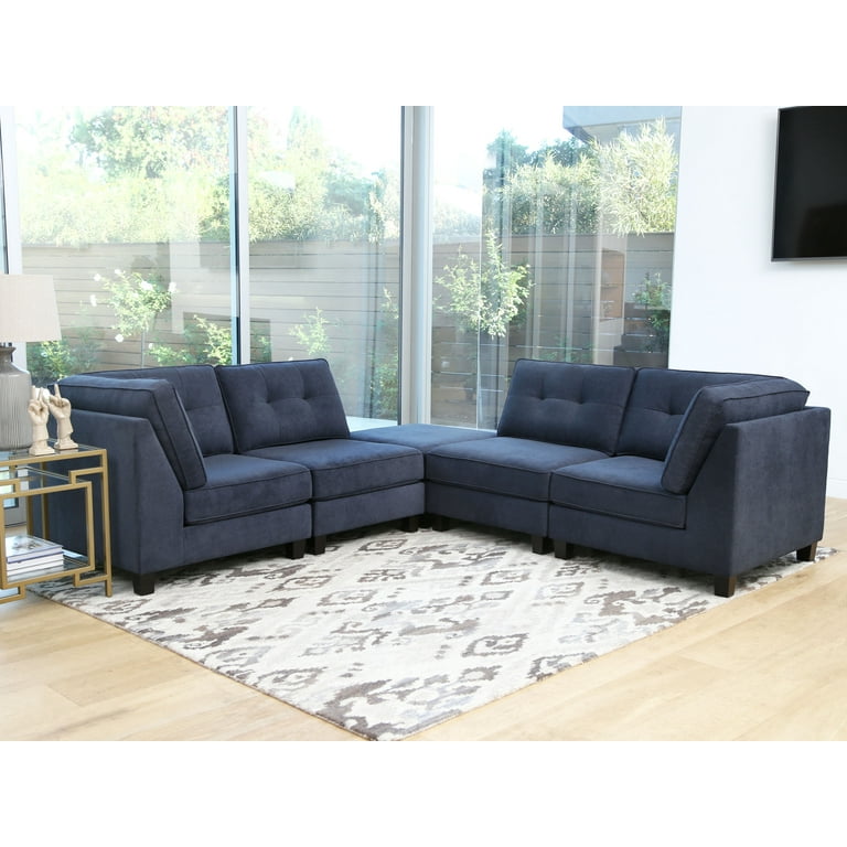 Devon Claire Mason 5 Piece Modular Sectional Navy Blue Walmart