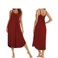 thumbnail image 6 of Maxcozy Women Sleeveless Nightgown Spaghetti Strap Long Sleepwear Nightshirt Lounge Dresses, 6 of 6